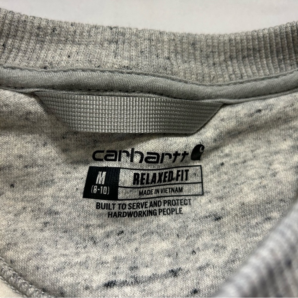 Carhartt Heather Gray Crewneck Sweatshirt with Black Sleeve Logo - Picture 4 of 10
